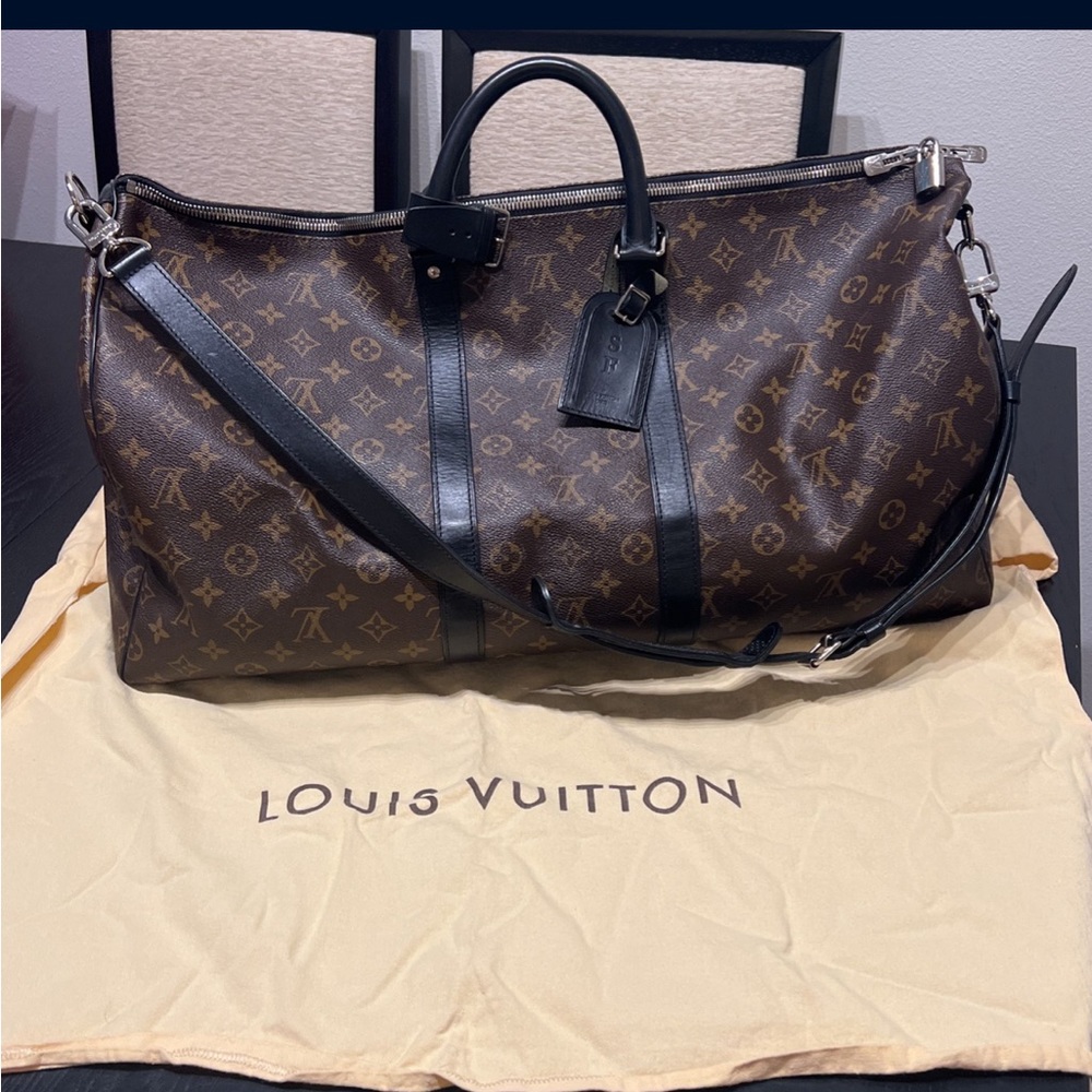 LOUIS VUITION Monogram Macassar Keepall Bandouliere 45 Duffle Bag